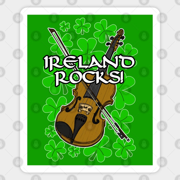 Ireland Rocks Fiddle Irish St Patrick's Day Magnet by doodlerob